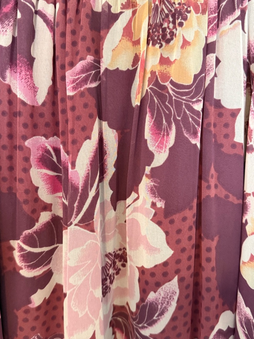 Free People Floral Lace Boho Midi Dress Size 6 Purple Pink Tiered Ruffle V Neck - Picture 11 of 12